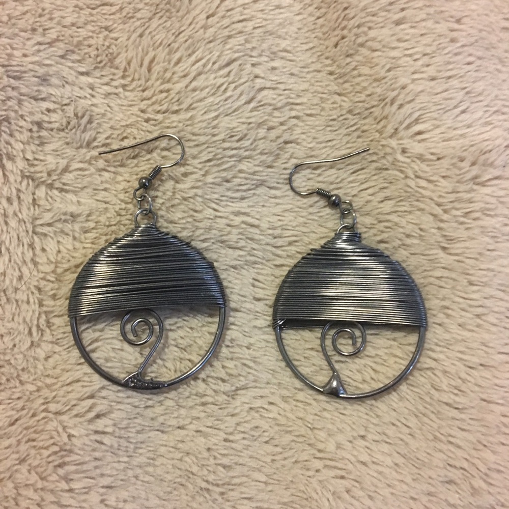 Wire Wrapped Spiral Earrings Handmade